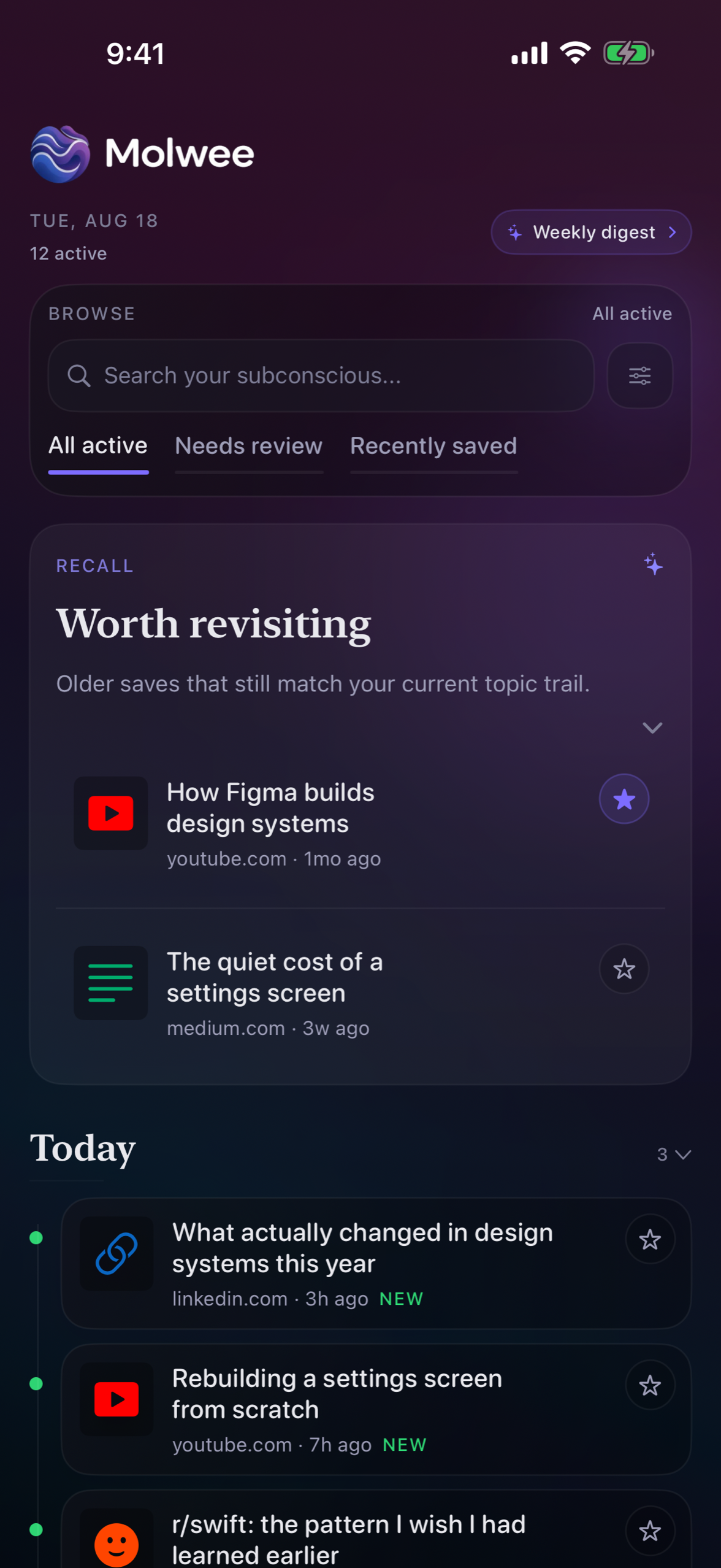 Molwee bringing back two older saves under Worth revisiting, above the day's feed.
